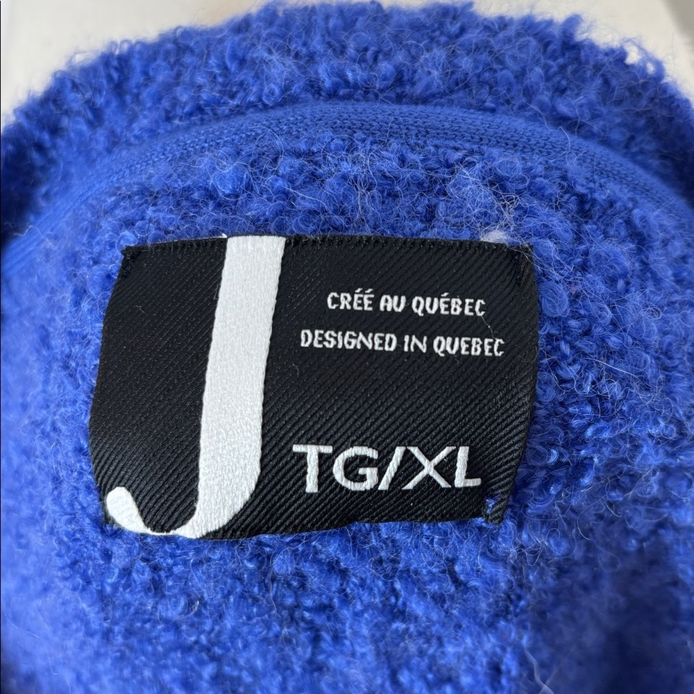 J Oversized Royal Blue Bouclé Knit Sweater Tunic with Front Slit - Size XL - Picture 7 of 8